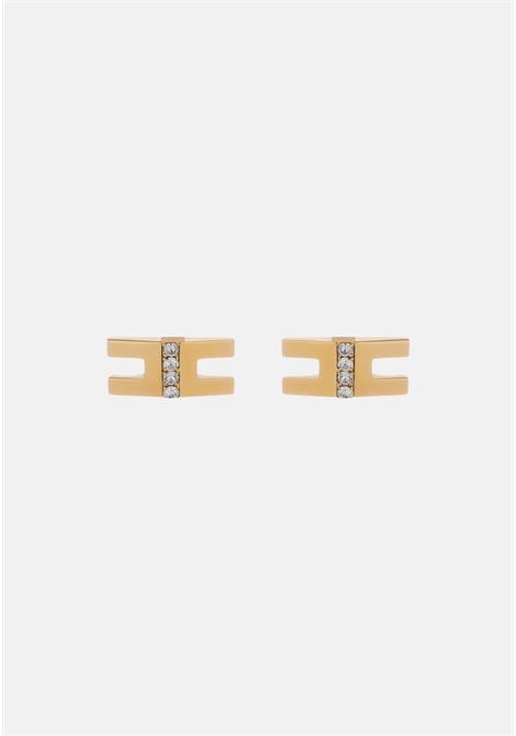 Gold women's earrings in the shape of parallels connected by a cross bar with stones ELISABETTA FRANCHI | OR28M41E2U95